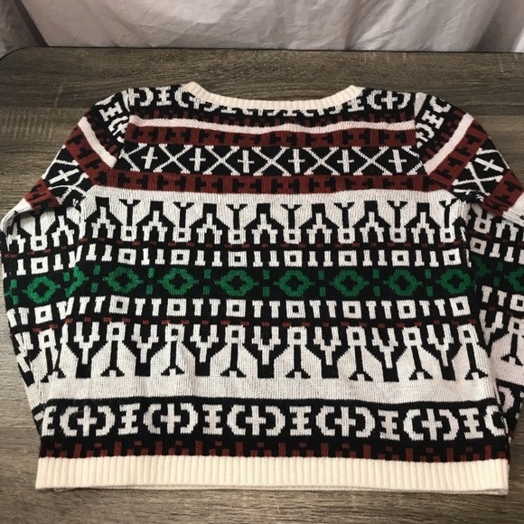 Wet Seal Aztec Tribal Sweater Burnt Red Green Whit - Picture 4 of 4